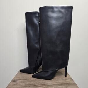 International Concepts Wide Calf Cuffed Knee High Boots Size 8.5 Wide  NWT